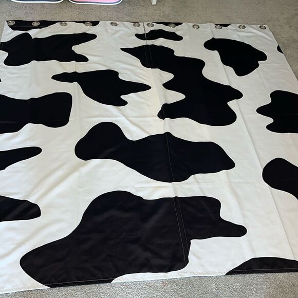 set of 2 Novelty Bovine Black & White Chick fil a Cow pattern Curtains 84” x 42”